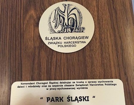 Złota Odznaka za zasługi dla Śląskiej Chorągwi ZHP dla Parku Śląskiego