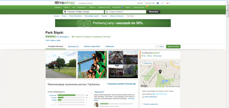 Bardzo dobre oceny w serwisie TripAdvisor. Polecają Park Śląski, bo...
