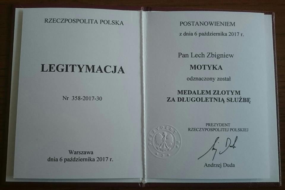 Złoty Medal od Prezydenta Andrzeja Dudy