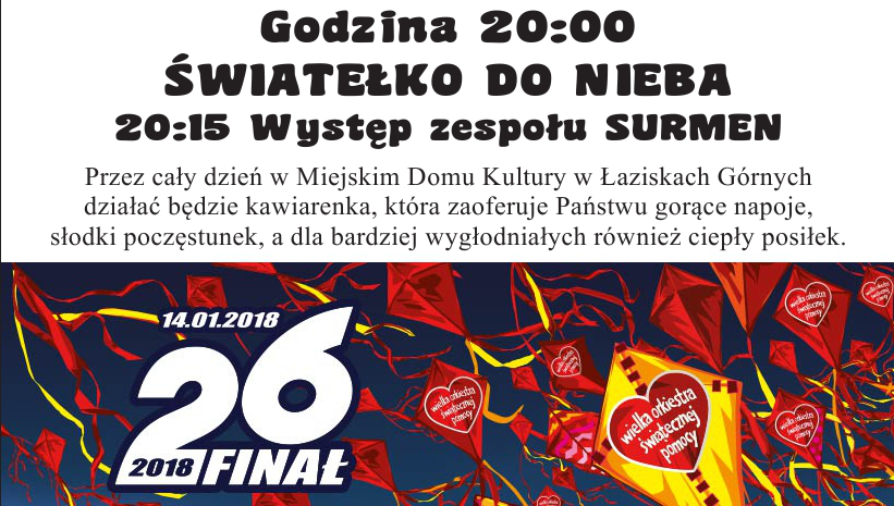 Zapraszamy na 26. Finał WOŚP