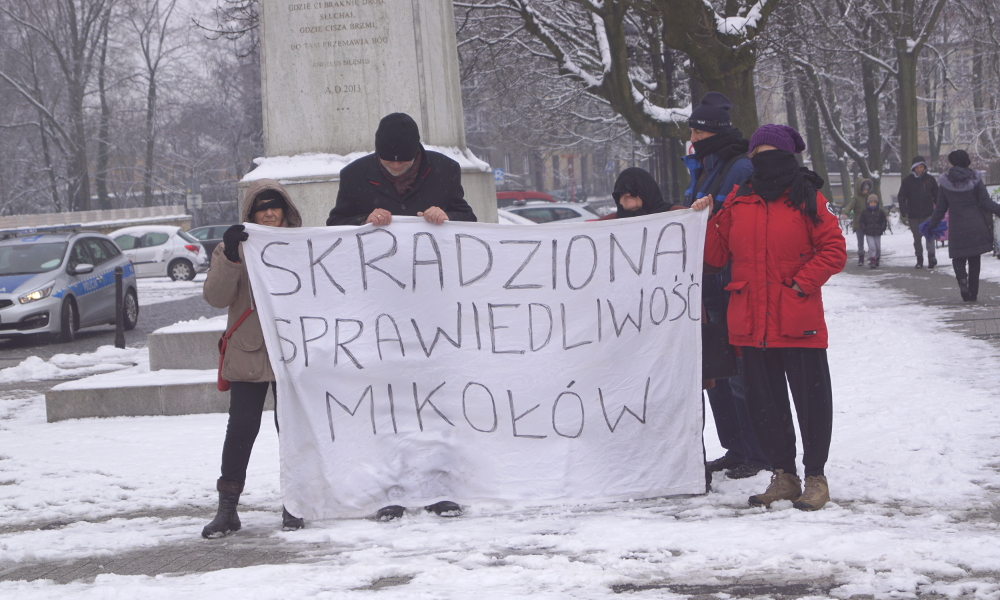Niemy protest na mikołowskim rynku