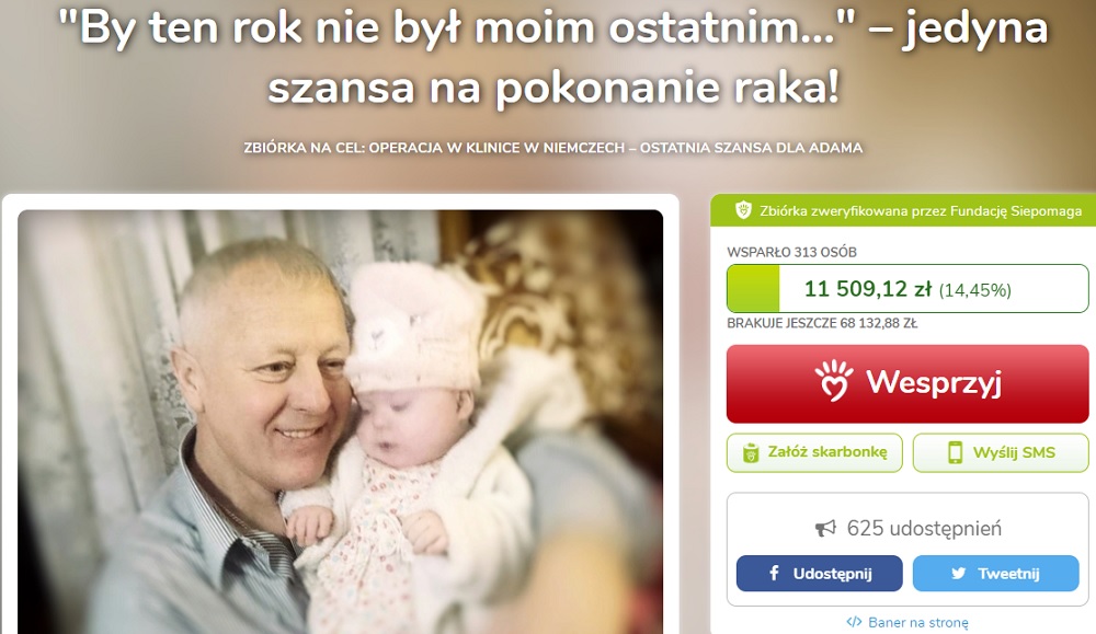 Pan Adam chce żyć! Trwa zbiórka na operację