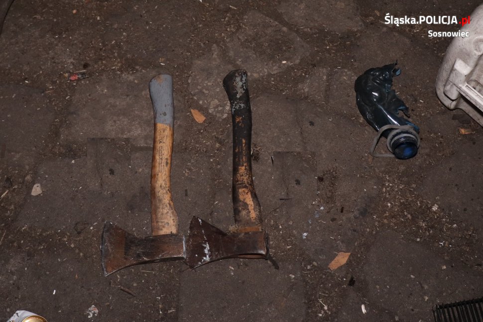 Rzucili się na policjantów z siekierami