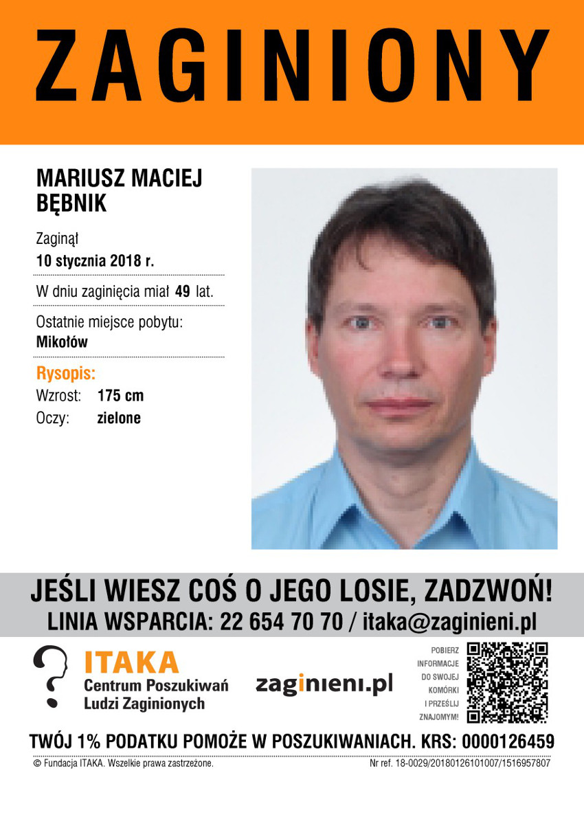 Trwają dalsze poszukiwania Mariusza Bębnika z Mikołowa!