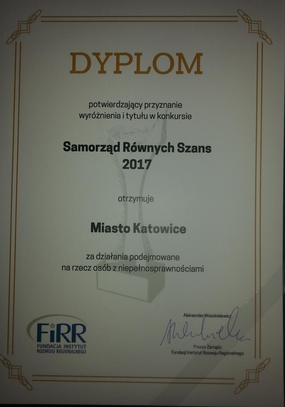 Wyróżnienie dla Katowic