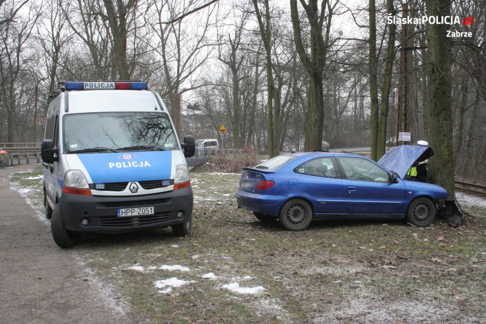 Wpadła w poślizg i uderzyła w drzewo