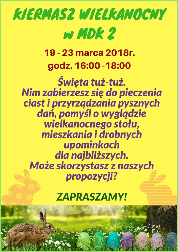 Kiermasz Wielkanocny i warsztaty dla dzieci w MDK nr 2