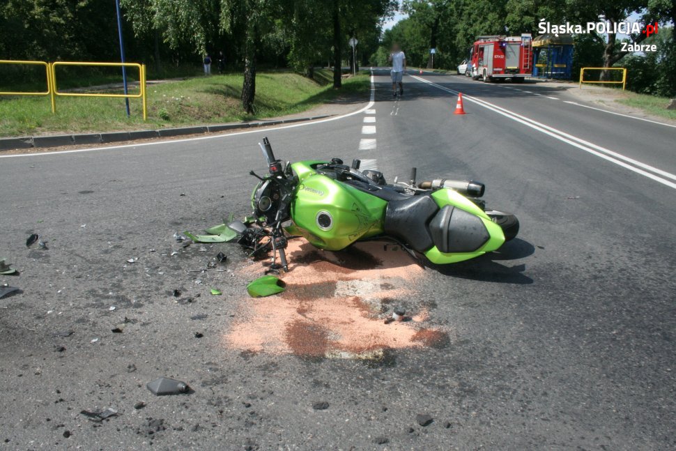 Potrącony rowerzysta i motocyklista