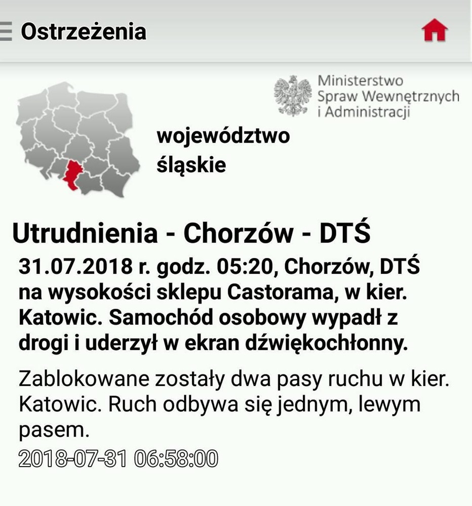 Wypadek na DTŚ w kierunku Katowic!