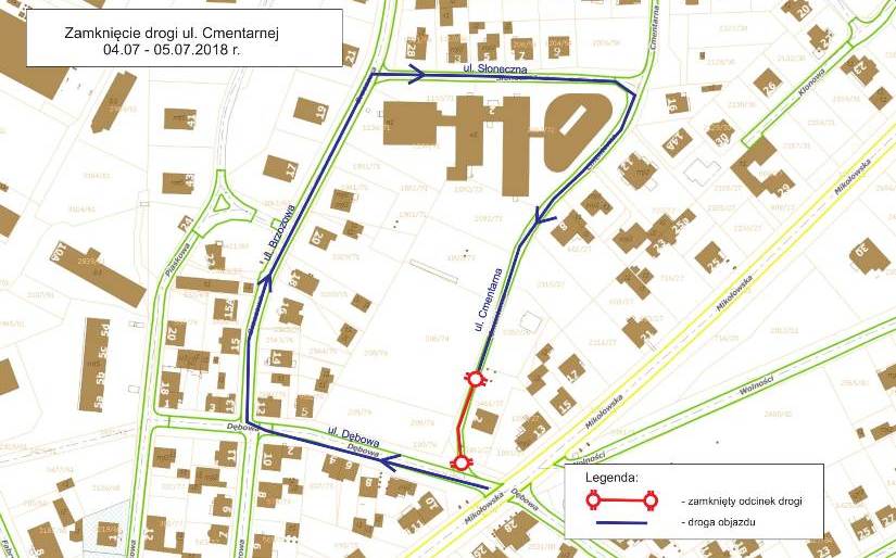 Ulica Cmentarna częściowo zamknięta
