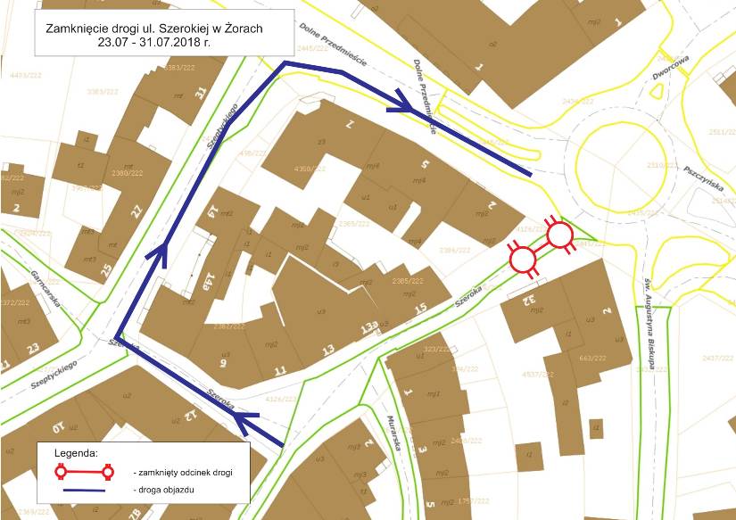 Ulica Szeroka zamknięta