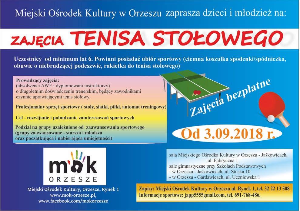 Zajęcia tenisa stołowego