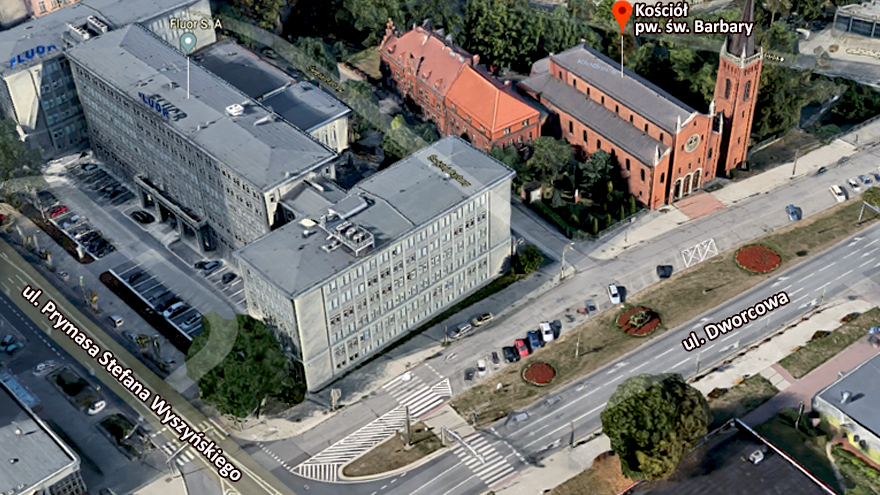 Wraca przystanek przy kościele św. Barbary