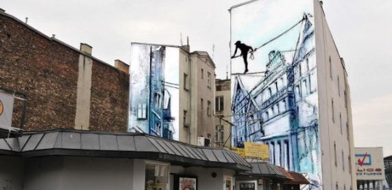 Balans na linach - nowy mural w Sosnowcu