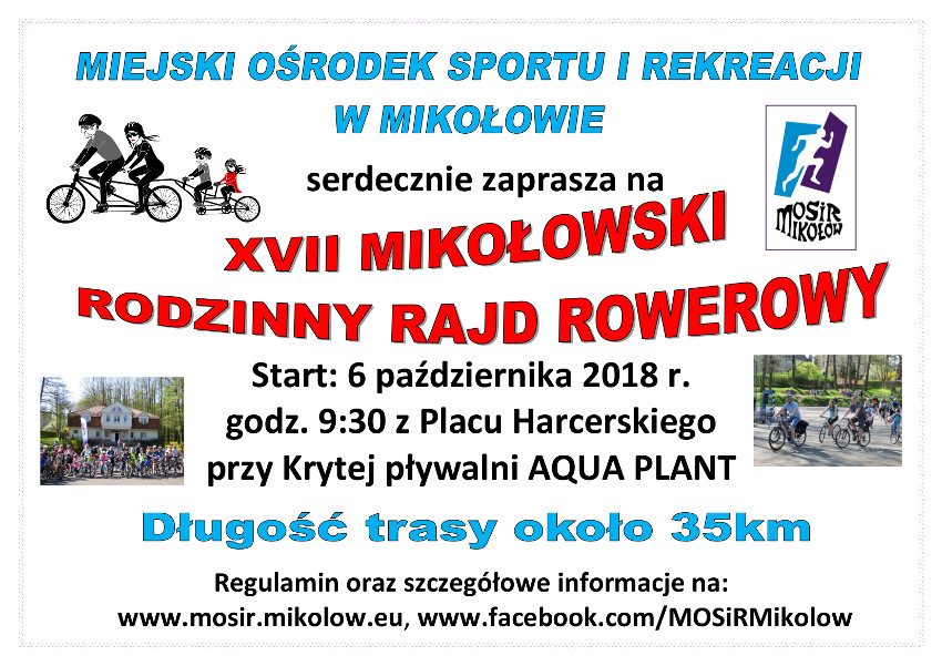 XVII Mikołowski Rodzinny Rajd Rowerowy odwołany!