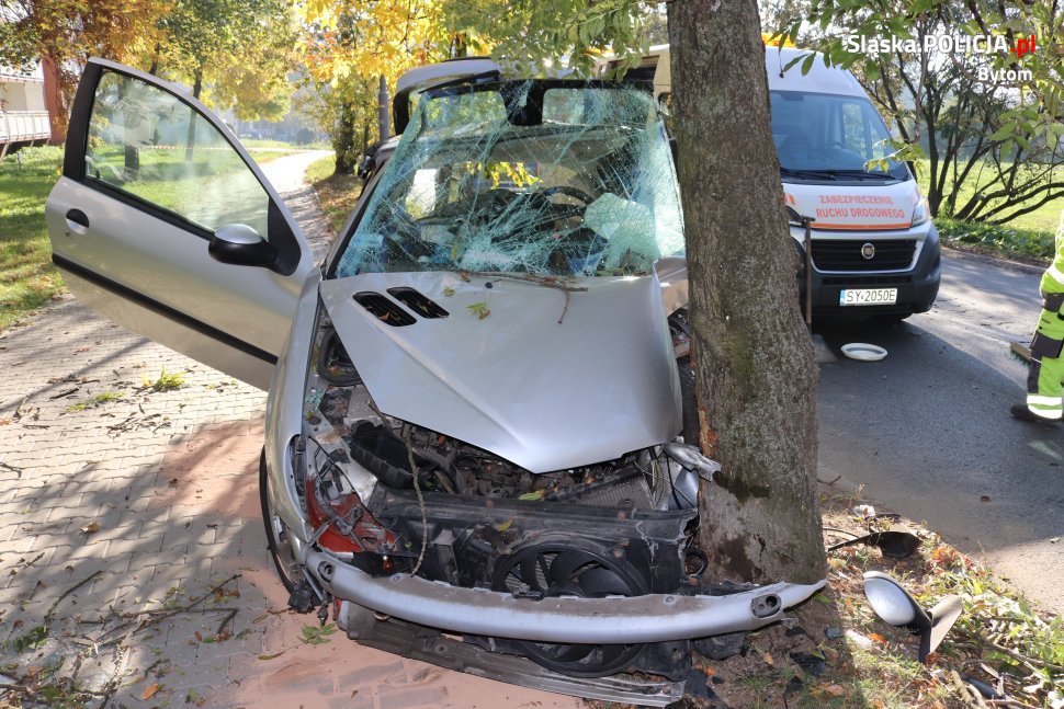 20-latek wjechał w drzewo mając 2 promile
