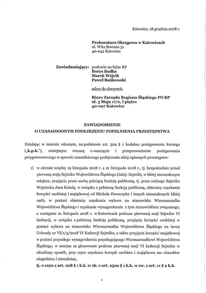 Kałuża oskarżony o korupcję polityczną?