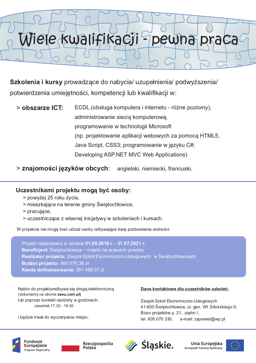 Nabór do projektu "Wiele kwalifikacji - pewna praca"