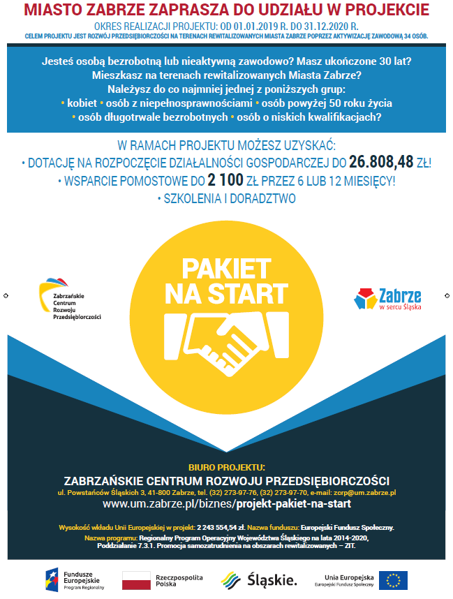 Zabrze realizuje projekt "Pakiet na start"