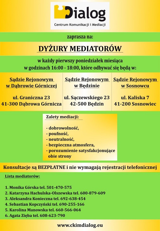 Dyżury Mediatorów w Sosnowcu