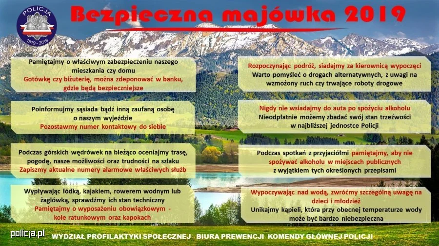 Bezpieczna majówka 2019. Policjanci radzą