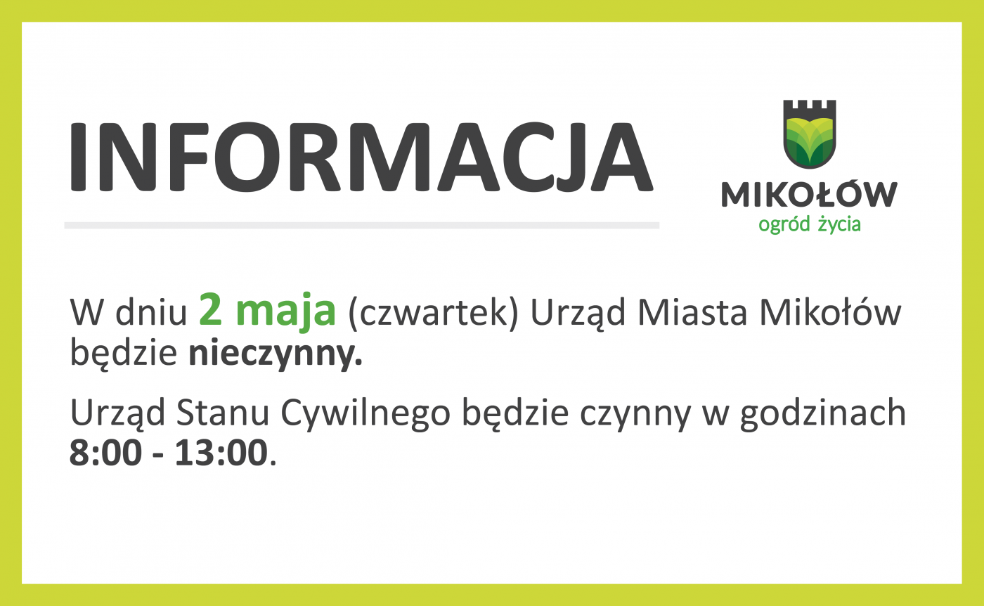 Mikołów: Urząd Miasta będzie nieczynny 2 maja