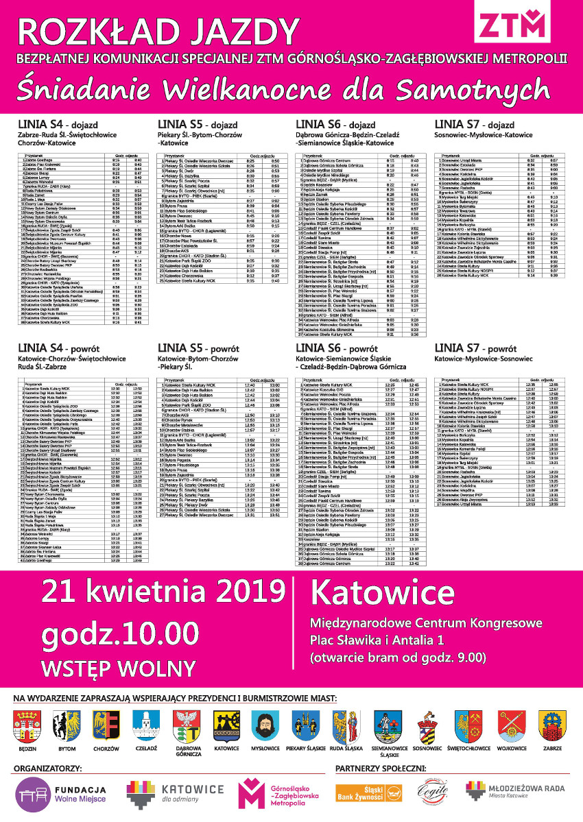 Śniadanie Wielkanocne dla Samotnych - bezpłatne linie autobusowe