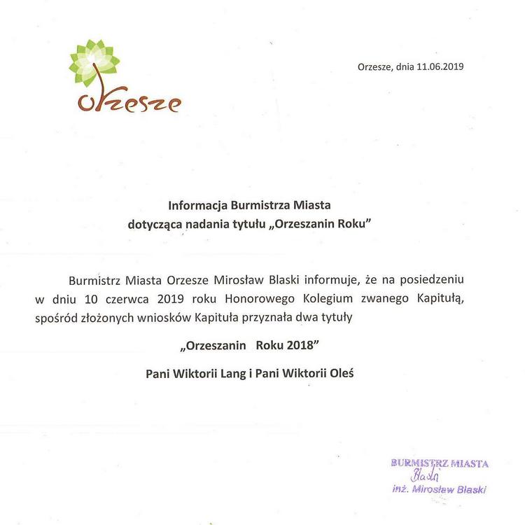 Orzeszanin Roku 2018