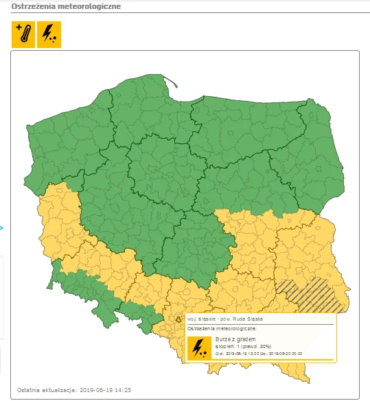Uwaga! Ostrzegamy przed burzami z gradem