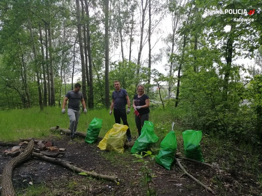 SprzątaMy Dzielnice - mieszkańcy Katowic z dzielnicowym sprzątali las