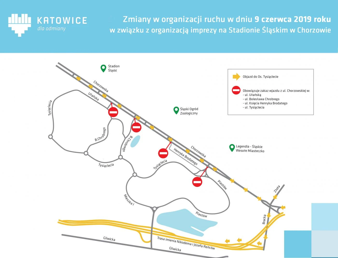 Katowice: Zmiany w organizacji ruchu w związku z imprezą na Stadionie Śląskim