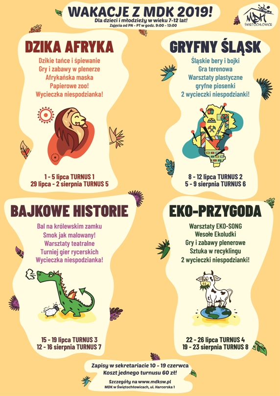 MDK zaprasza za wakacyjne zajęcia dla dzieci - zapisy tylko do środy!