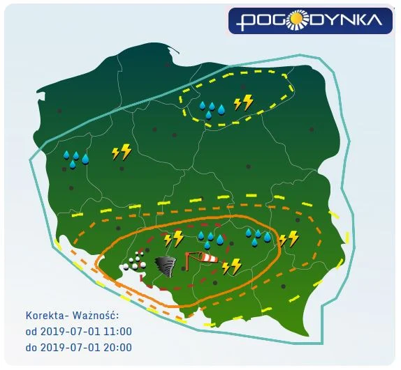 Uwaga: na południu kraju mogą pojawić się superkomórki burzowe i trąby powietrzne!