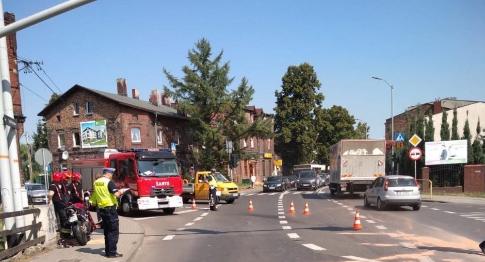 Wypadek z udziałem motocyklisty