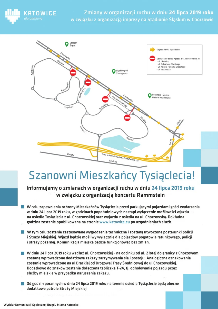 Zmiany w organizacji ruchu na os. Tysiąclecia w związku z imprezą na Stadionie Śląskim