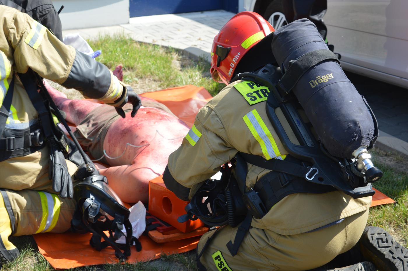 Strażacy prowadzili ćwiczenia powiatowe na terenie jednego z zakładów w Rudzie Śląskiej