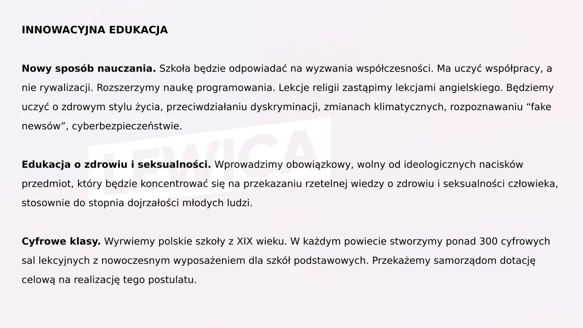 Program wyborczy Lewicy 11