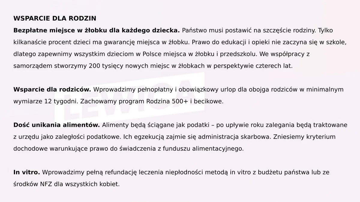 Program wyborczy Lewicy 12