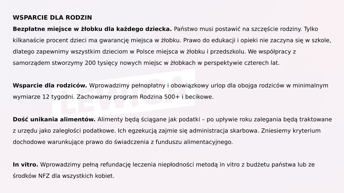 Program wyborczy Lewicy 12