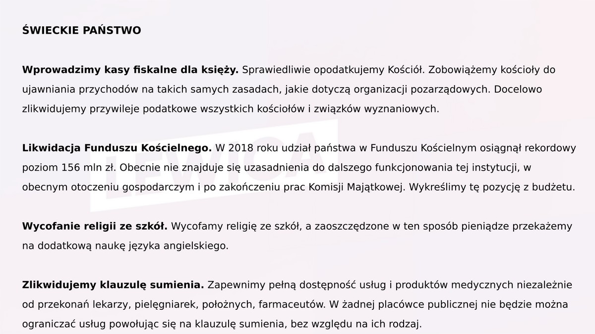 Program wyborczy Lewicy 17