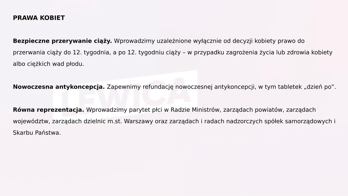Program wyborczy Lewicy 18