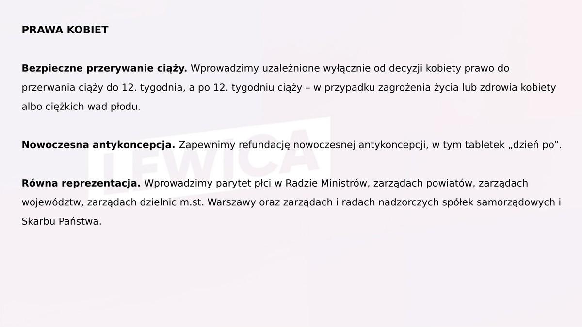 Program wyborczy Lewicy 18