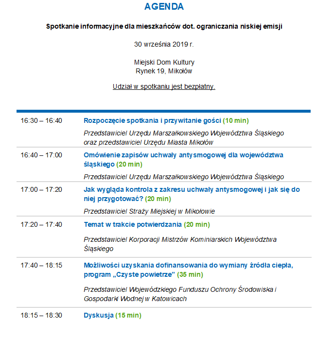 Spotkanie informacyjne dla mieszkańców dot. ograniczania niskiej emisji