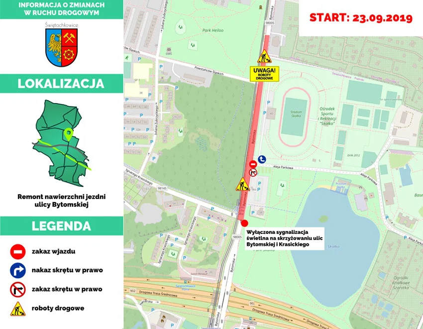 Świętochłowice: Na ulicy Bytomskiej trwają prace remontowe