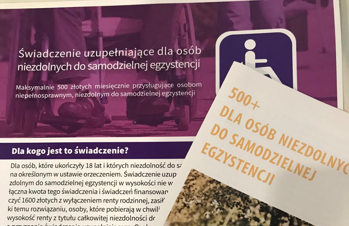 Duże zainteresowanie świadczeniem 500+ dla osób niezdolnych do samodzielnej egzystencji