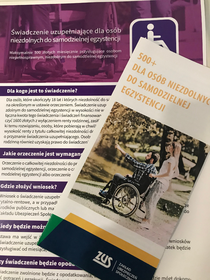 Duże zainteresowanie świadczeniem 500+ dla osób niezdolnych do samodzielnej egzystencji