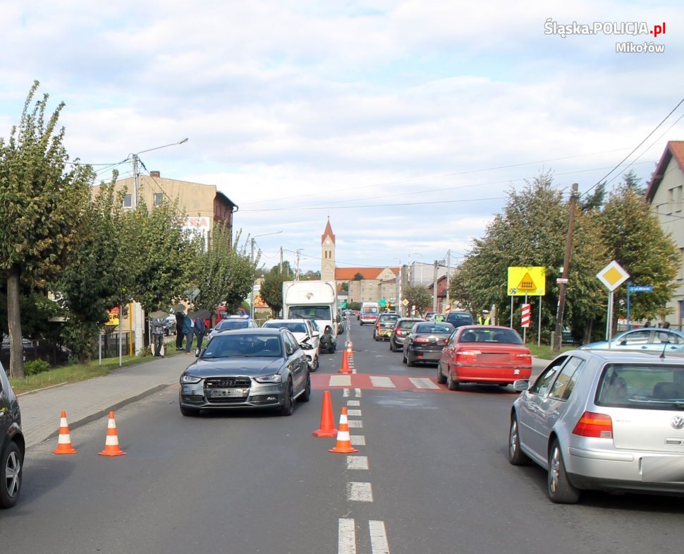 Karambol na ulicy Rybnickiej w Orzeszu