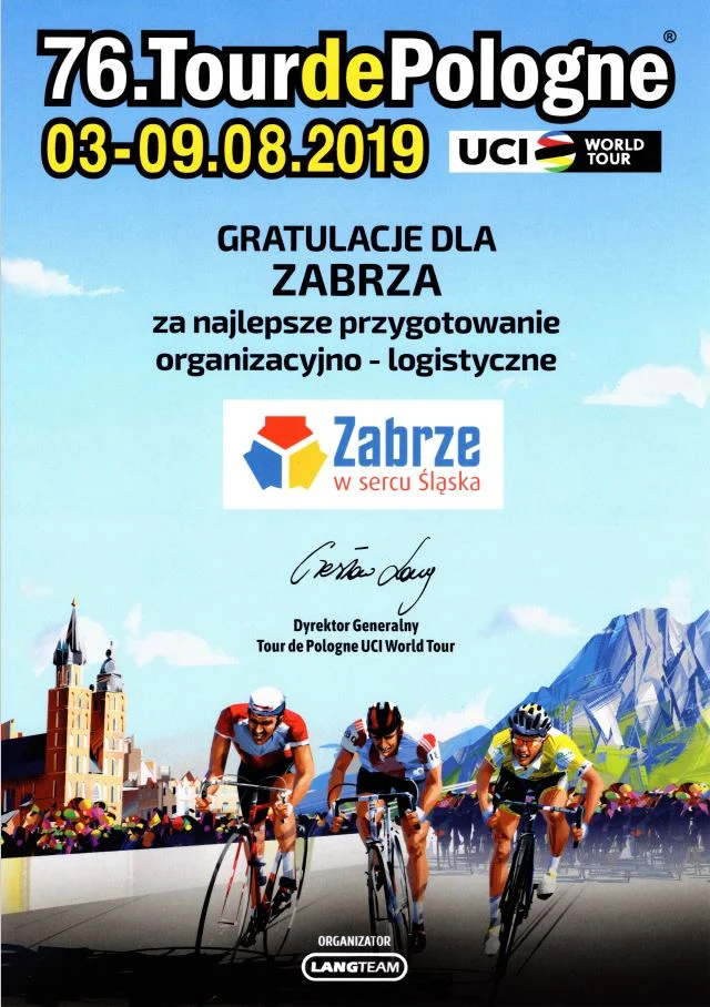 Zabrze najlepiej przygotowanym logistycznie i organizacyjnie Miastem Mety 76. TdP
