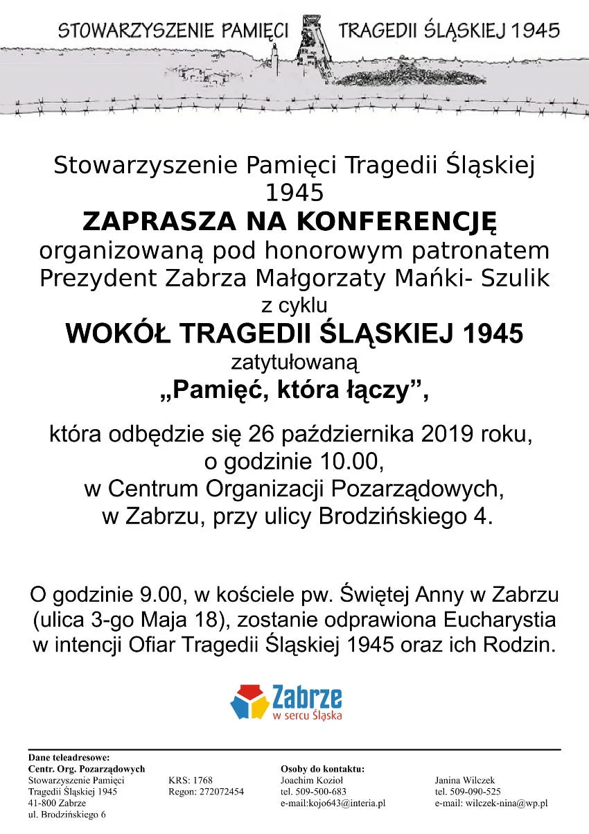 Wkrótce konferencja - "Wokół Tragedii Śląskiej. Pamięć, która łączy"