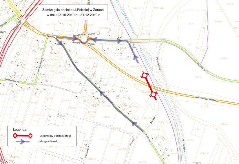 Żory: Odcinek ul. Polskiej zamknięty!